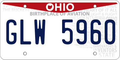 OH license plate GLW5960