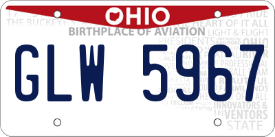 OH license plate GLW5967