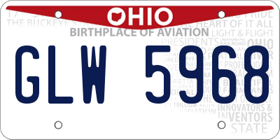 OH license plate GLW5968
