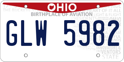 OH license plate GLW5982