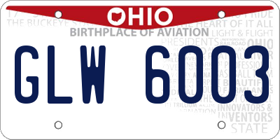 OH license plate GLW6003