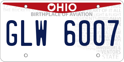 OH license plate GLW6007