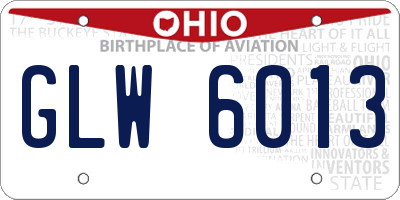 OH license plate GLW6013