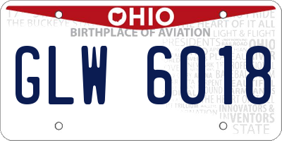 OH license plate GLW6018