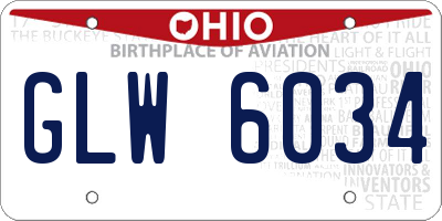 OH license plate GLW6034