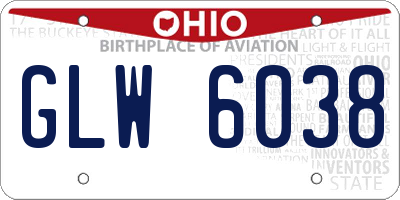 OH license plate GLW6038