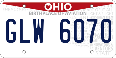 OH license plate GLW6070