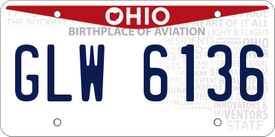OH license plate GLW6136
