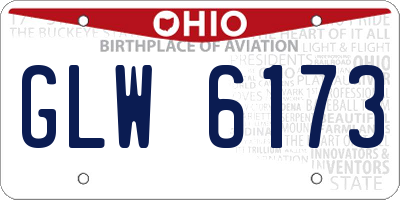 OH license plate GLW6173