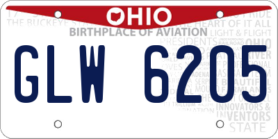 OH license plate GLW6205