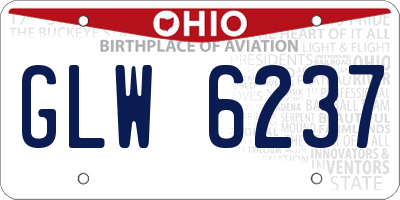 OH license plate GLW6237