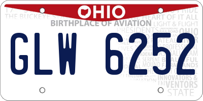 OH license plate GLW6252