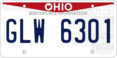 OH license plate GLW6301