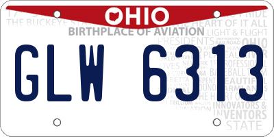 OH license plate GLW6313