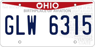 OH license plate GLW6315