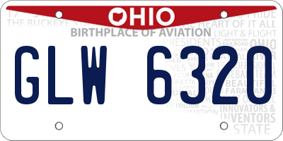 OH license plate GLW6320
