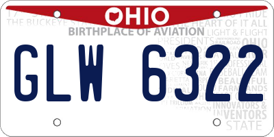 OH license plate GLW6322