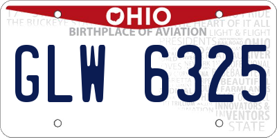 OH license plate GLW6325