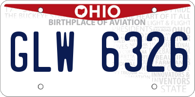 OH license plate GLW6326