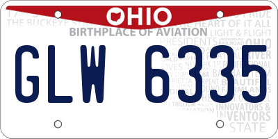 OH license plate GLW6335