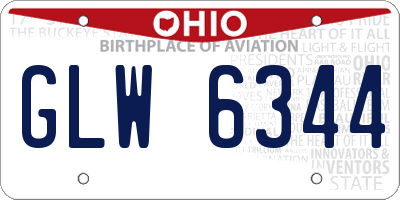 OH license plate GLW6344