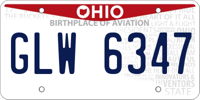OH license plate GLW6347