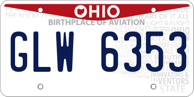 OH license plate GLW6353