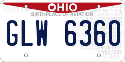 OH license plate GLW6360