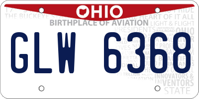 OH license plate GLW6368