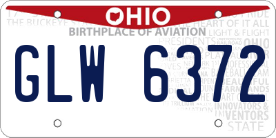 OH license plate GLW6372