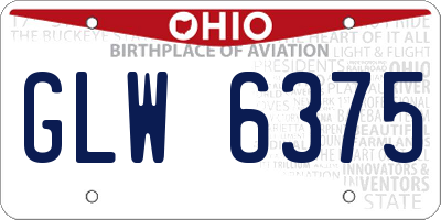 OH license plate GLW6375