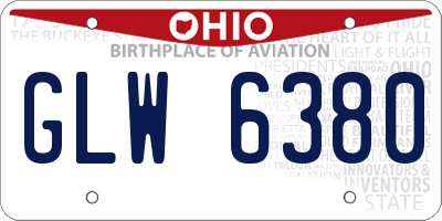 OH license plate GLW6380