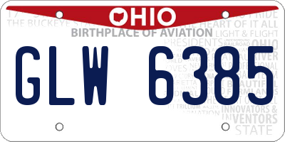 OH license plate GLW6385