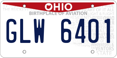 OH license plate GLW6401