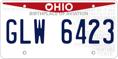 OH license plate GLW6423