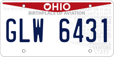OH license plate GLW6431