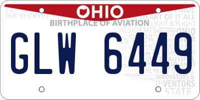 OH license plate GLW6449