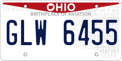 OH license plate GLW6455