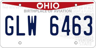 OH license plate GLW6463