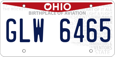 OH license plate GLW6465