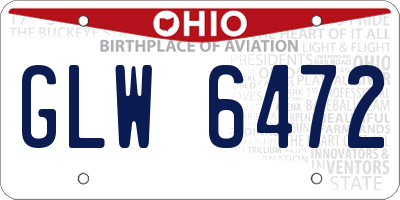 OH license plate GLW6472