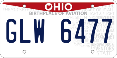 OH license plate GLW6477