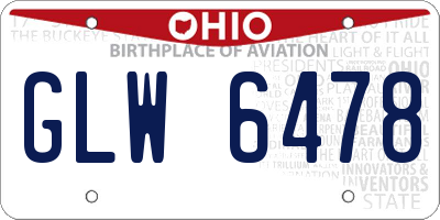 OH license plate GLW6478