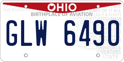 OH license plate GLW6490