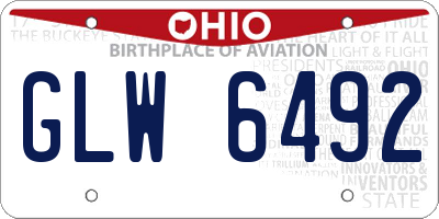 OH license plate GLW6492