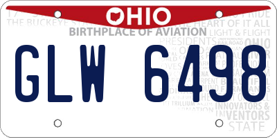 OH license plate GLW6498