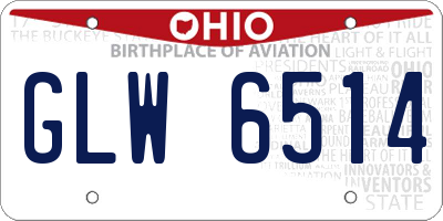 OH license plate GLW6514