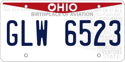 OH license plate GLW6523