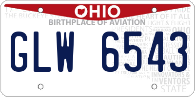 OH license plate GLW6543