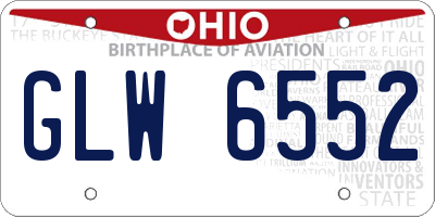OH license plate GLW6552